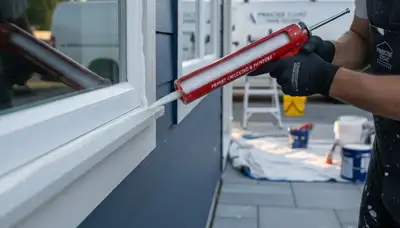 Professional caulking and sealing on a Billings MT home exterior for weather protection