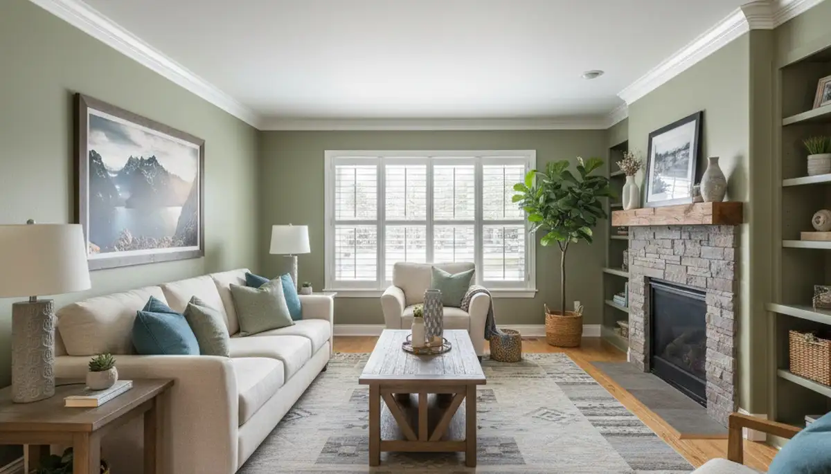 Freshly painted living room with smooth finishes by professional house painters in Billings, MT