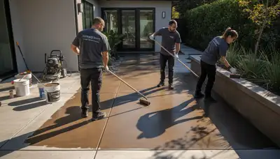 Professional concrete staining on residential driveway in Billings, MT by local painting contractor