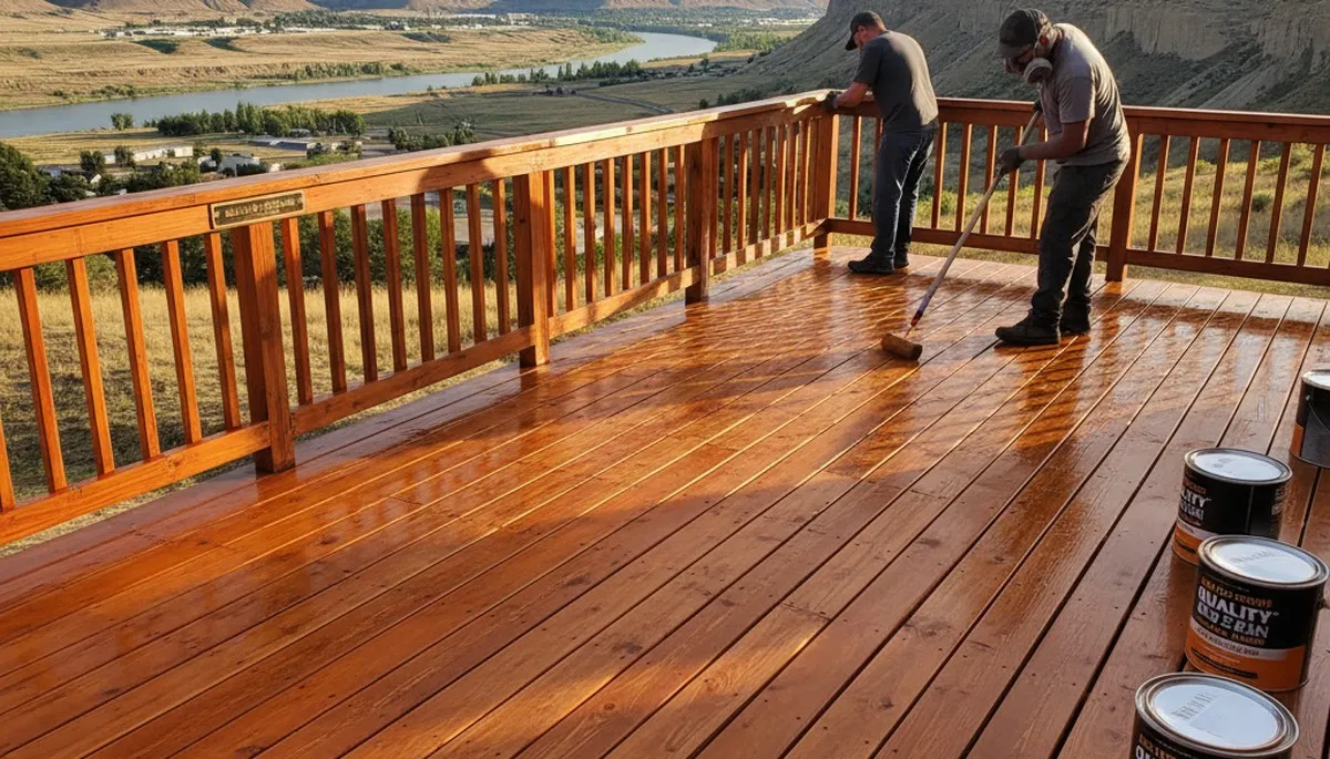 Professional deck staining in Billings MT enhancing wood grain and protecting outdoor decks from weather damage