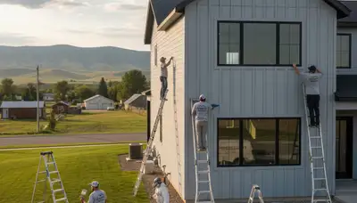Professional house painters working on residential exterior in Billings, MT