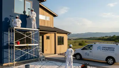 Professional house painting contractors working on a residential home exterior in Billings, MT
