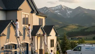 Professional house painters in Billings MT applying exterior paint on a residential home