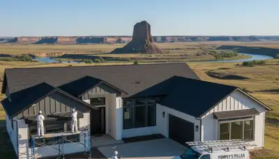 Professional house painters working on residential exterior in Billings MT