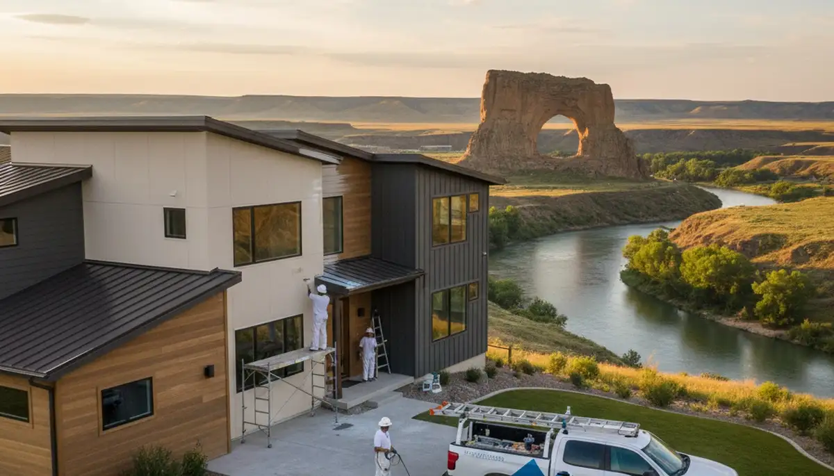 Professional house painters working on a residential exterior in Billings, MT