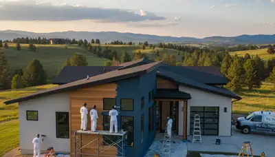 Professional house painters working on residential exterior in Billings, MT