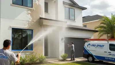 Professional pressure cleaning a home exterior in Billings, MT by expert painting contractors