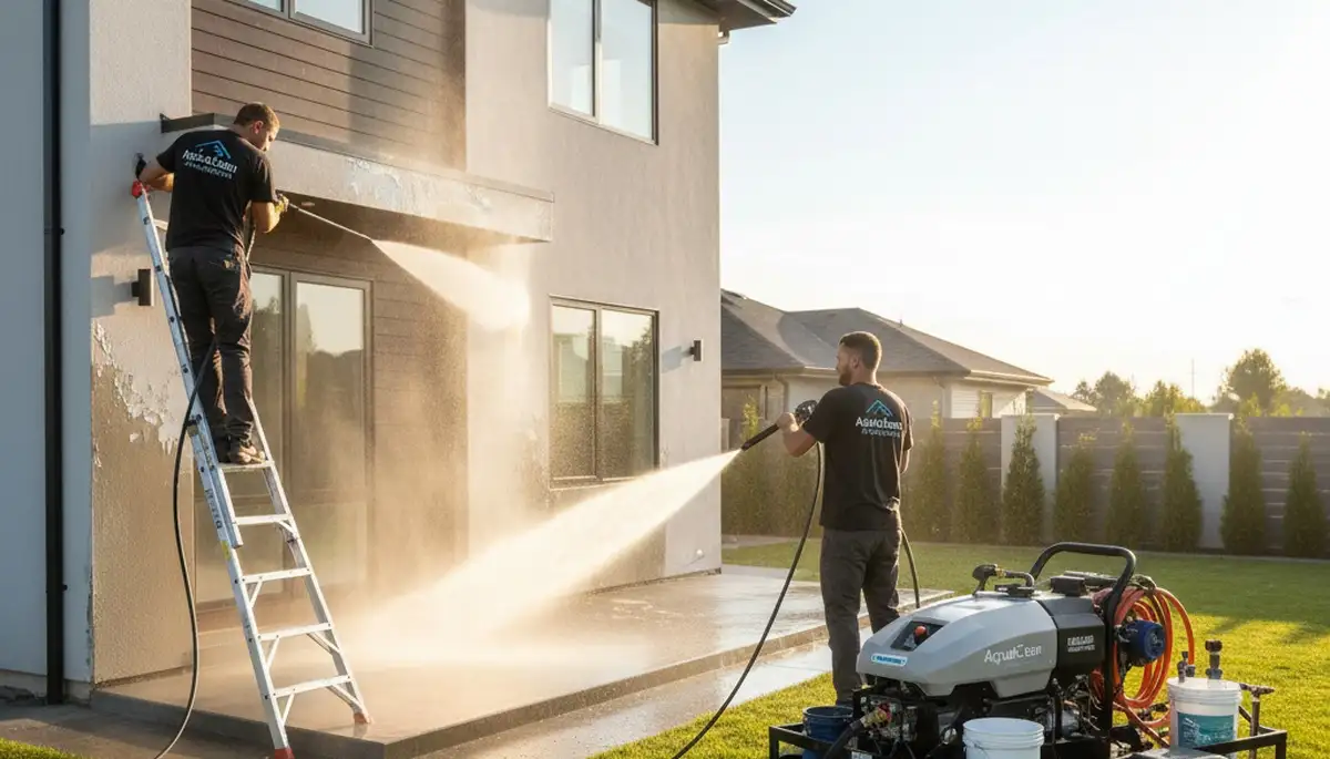 Professional pressure cleaning of home exterior surfaces in Billings, MT by expert painting contractors