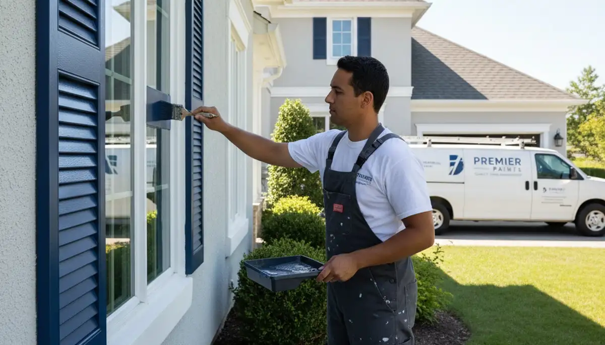 Professional shutter painting on a Billings MT home exterior by expert house painters
