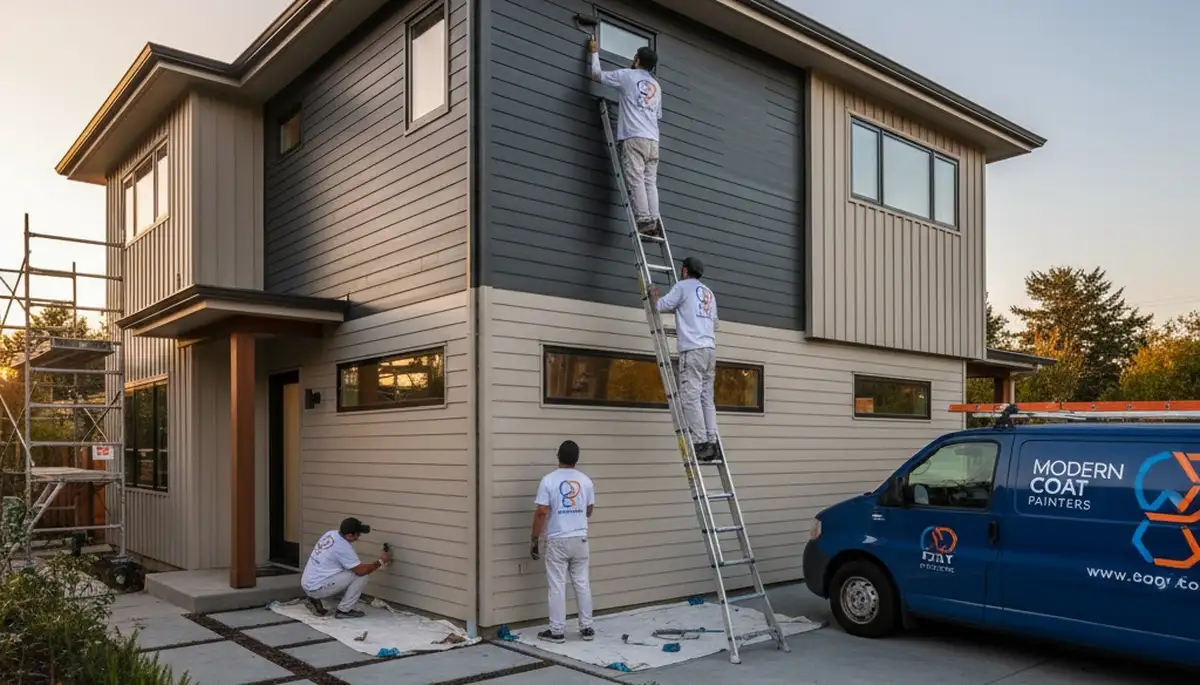 Professional siding painting on a Billings MT home by expert local house painters