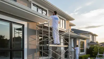 Professional trim and fascia painting on a home exterior in Billings, MT by expert house painters