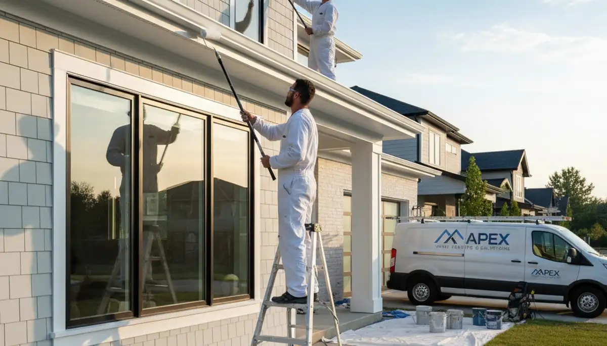 Professional trim and fascia painting on a Billings MT home by expert house painters