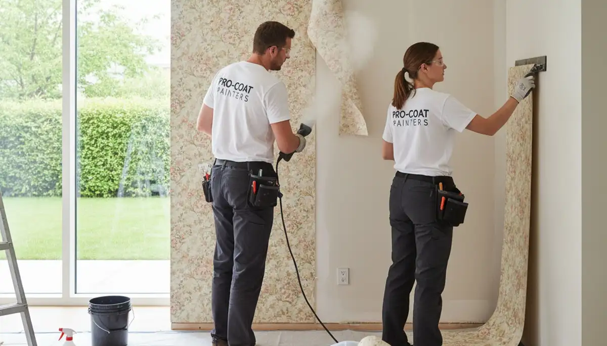 Professional wallpaper removal and wall prep by house painters in Billings, MT homes