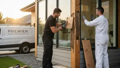 Wood rot repair on residential siding by professional painters in Billings, MT